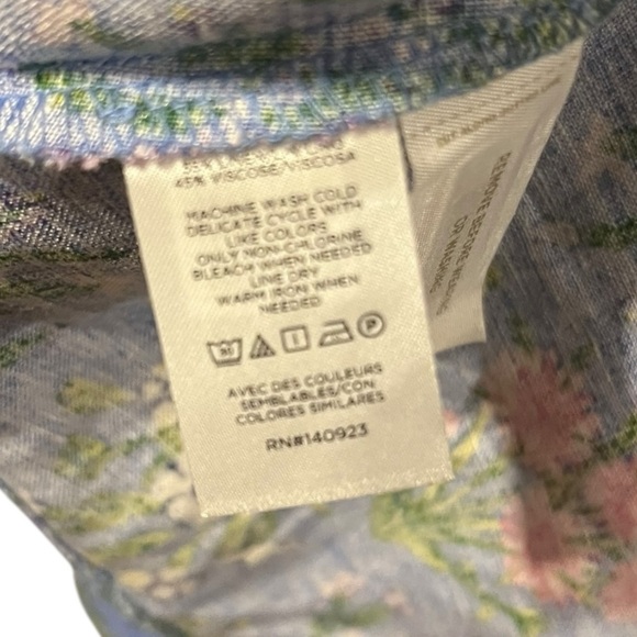 LOFT Blue Floral Puff Sleeve Dress – Size 0 - Picture 4 of 5